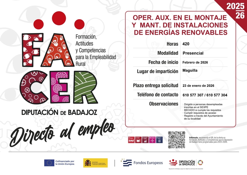 La Diputación impulsa la formación en energías renovables en el medio rural con una acción del Proyecto FACER en Maguilla